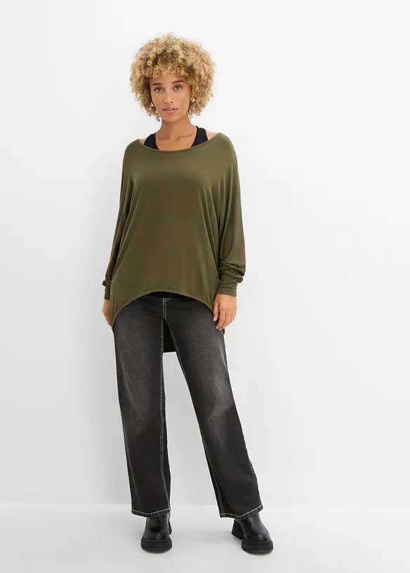 Maglia lunga con top in misto viscosa, bonprix