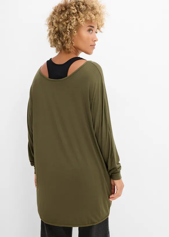 Maglia lunga con top in misto viscosa, bonprix