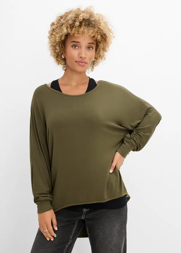 Maglia lunga con top in misto viscosa, bonprix