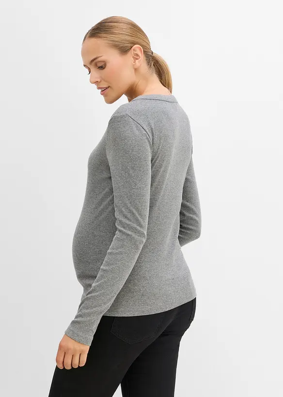 Maglia pr&eacute;maman a costine in puro cotone (pacco da 2), bonprix
