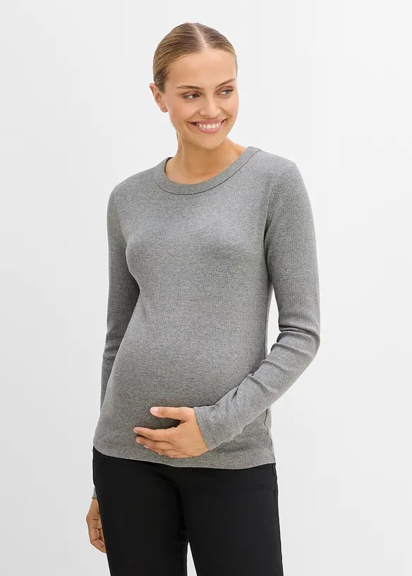Maglia pr&eacute;maman a costine in puro cotone (pacco da 2), bonprix