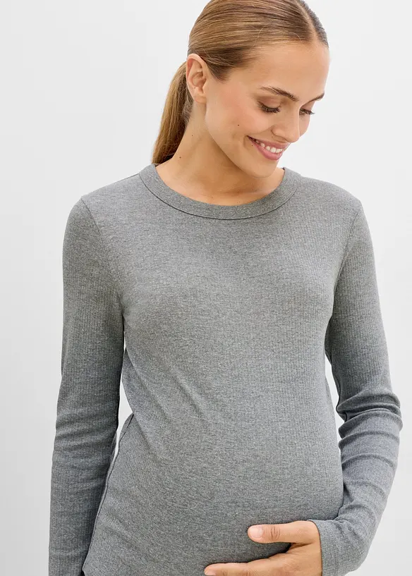 Maglia pr&eacute;maman a costine in puro cotone (pacco da 2), bonprix