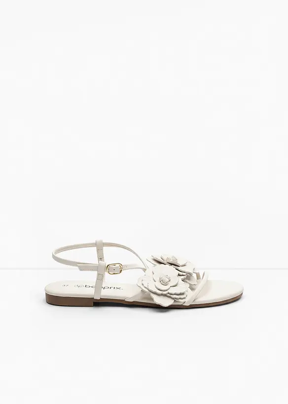 Sandali con fascette e fiori, bonprix