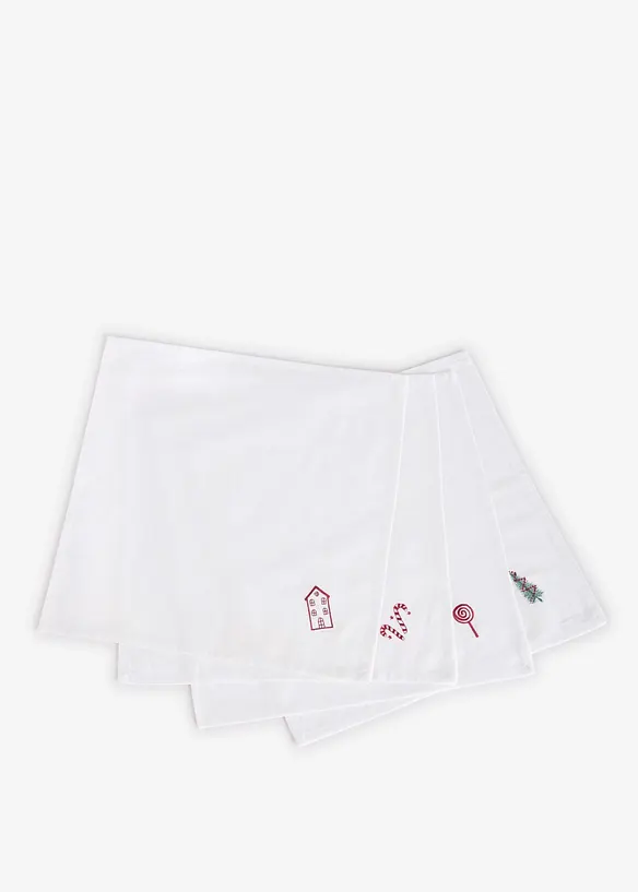 Tovaglioli in tessuto di cotone biologico con ricamo (pacco da 4), bonprix