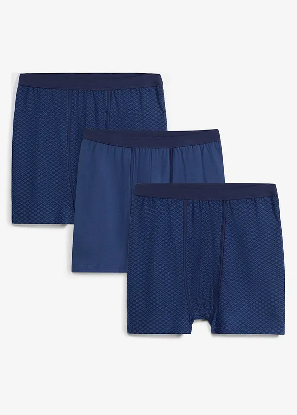 Boxer aderenti a vita alta di lunghezza media con morbido cotone (pacco da 3), bonprix