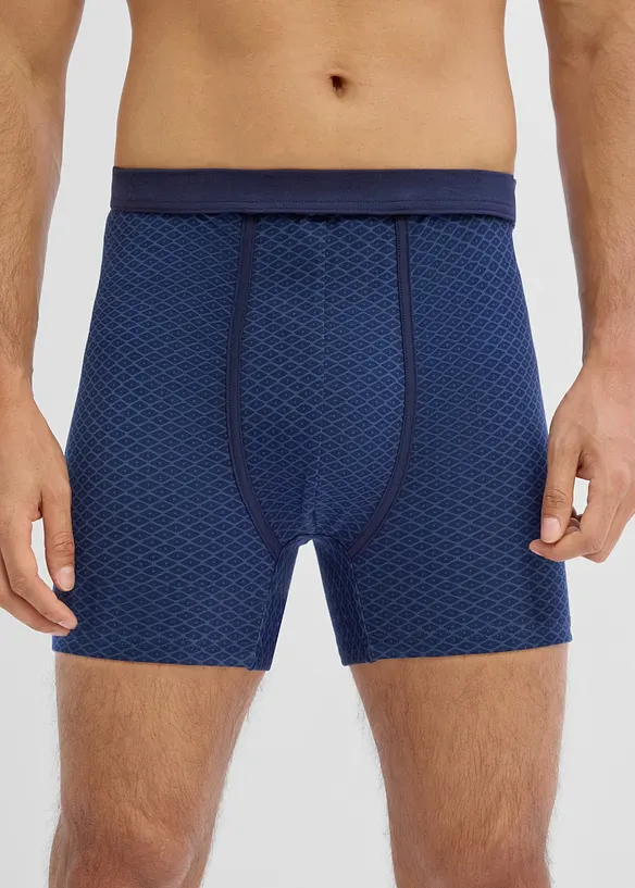 Boxer aderenti a vita alta di lunghezza media con morbido cotone (pacco da 3), bonprix