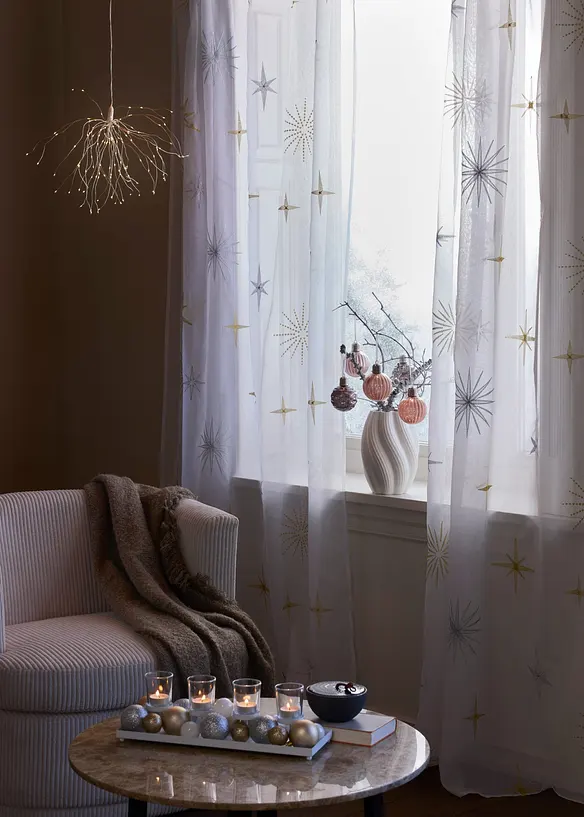 Vassoio portacandele con 4 portalumini e sfere decorative, bonprix