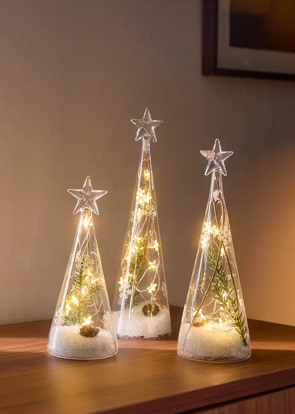 Decorazioni LED a forma di cono (set 3 pezzi), bonprix