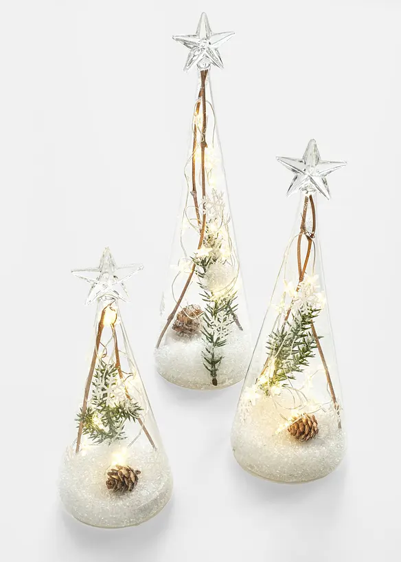 Decorazioni LED a forma di cono (set 3 pezzi), bonprix