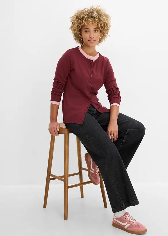 Cardigan in maglia fine con cotone riciclato, bonprix