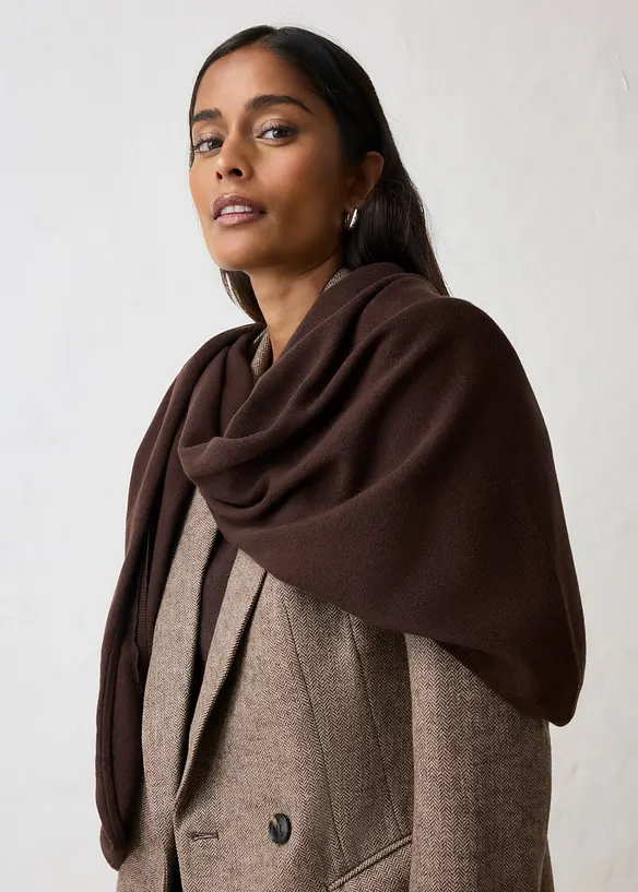 Sciarpa a triangolo in maglia fine con lana merino, bonprix