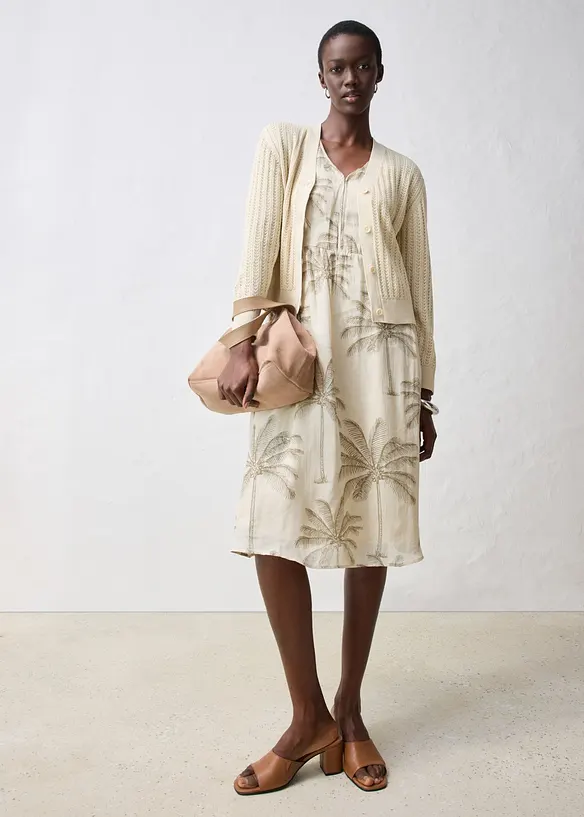 Cardigan traforato con percentuale di lino, bonprix