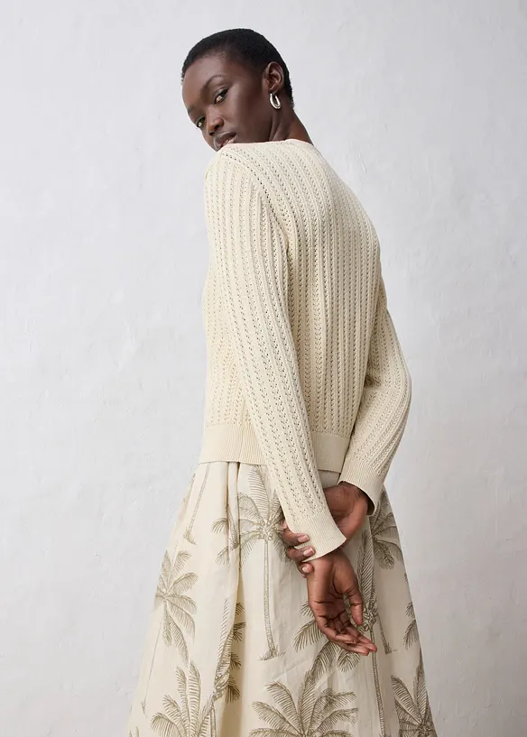 Cardigan traforato con percentuale di lino, bonprix