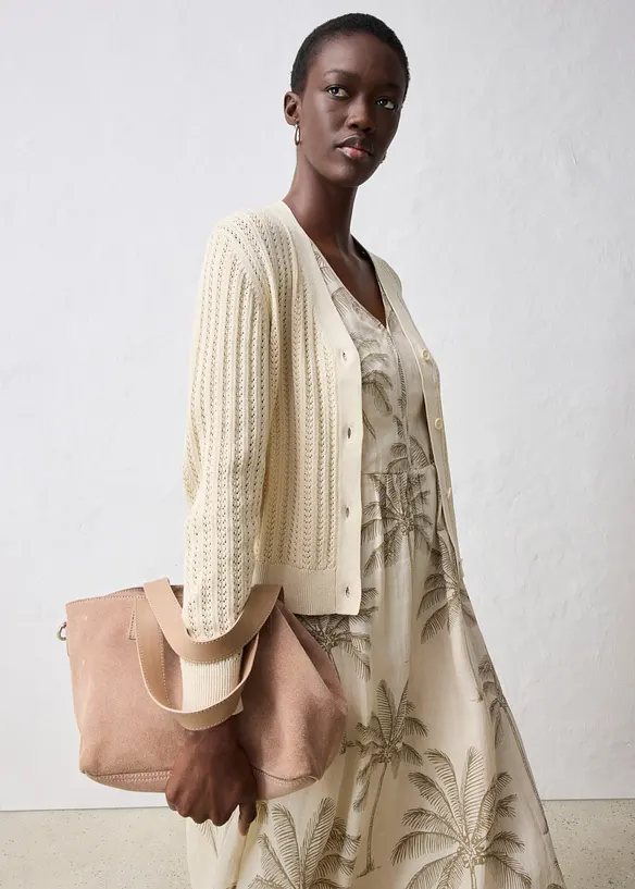 Cardigan traforato con percentuale di lino, bonprix