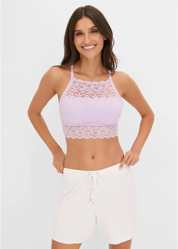 Reggiseno a bustier in pizzo elasticizzato, bonprix