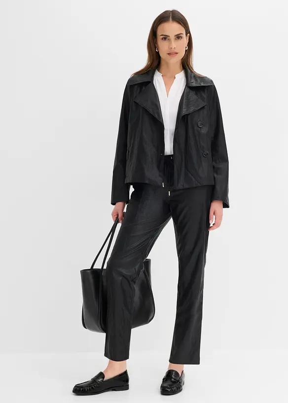 Giacca in similpelle con effetto stropicciato, bonprix
