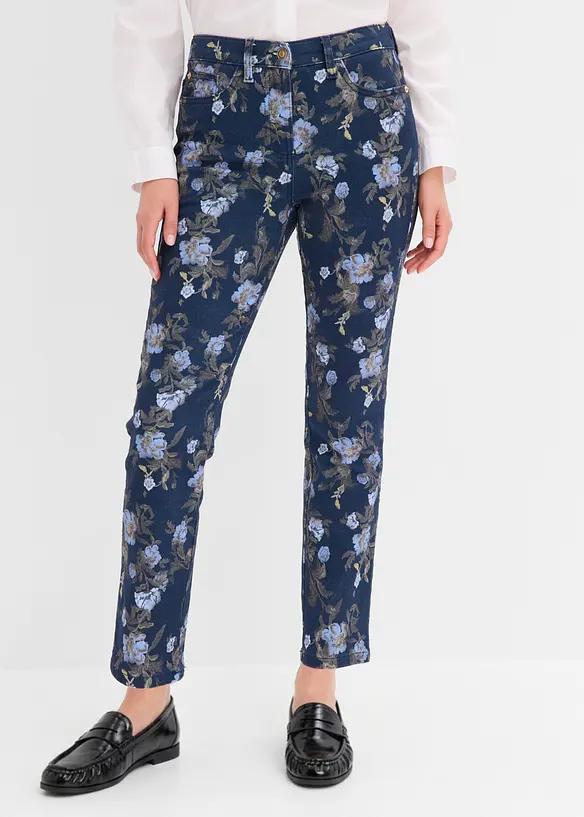Pantaloni in twill con fantasia a fiori, bonprix