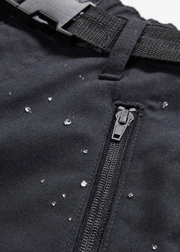 Pantaloni funzionali idrorepellenti in twill elasticizzato con cintura, bonprix