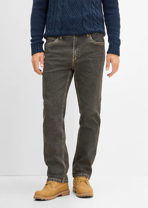 Jeans termici classic fit foderati in morbida flanella, straight, bonprix