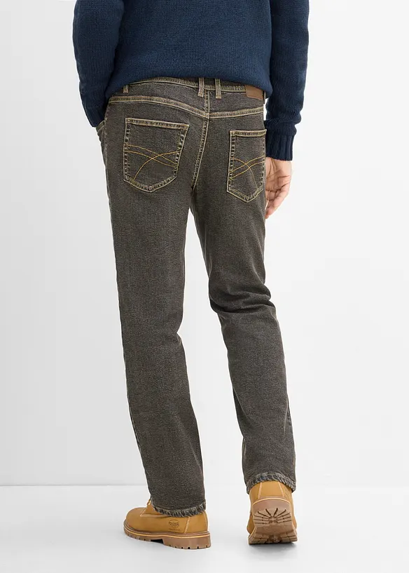Jeans termici classic fit foderati in morbida flanella, straight, bonprix