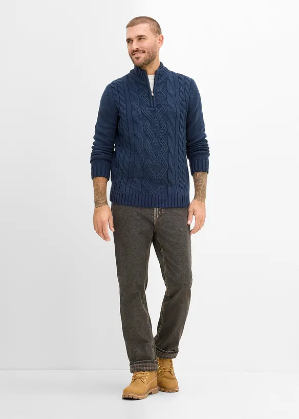 Jeans termici classic fit foderati in morbida flanella, straight, bonprix