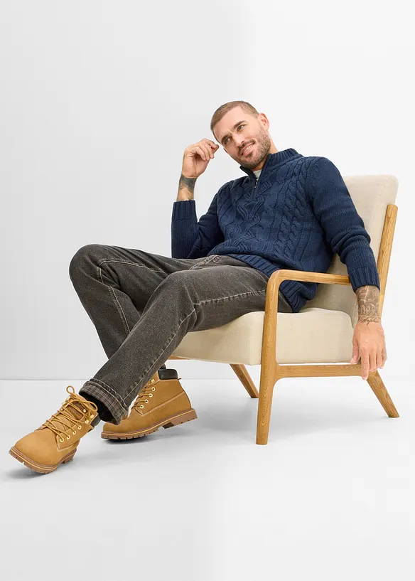 Jeans termici classic fit foderati in morbida flanella, straight, bonprix
