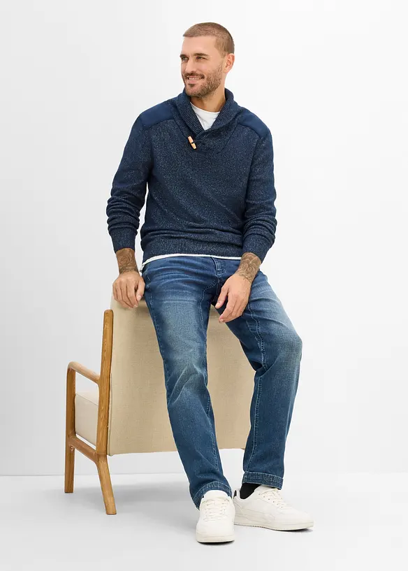 Maglione in filato fine con collo a scialle, bonprix