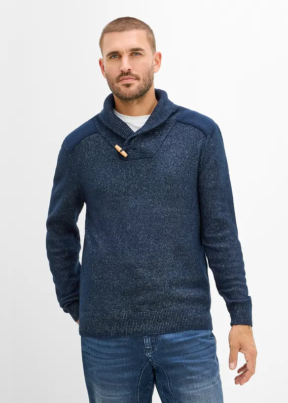 Maglione in filato fine con collo a scialle, bonprix