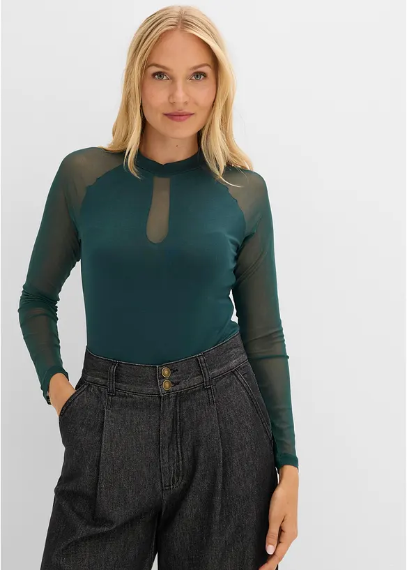 Maglia a maniche lunghe in misto viscosa morbido, bonprix