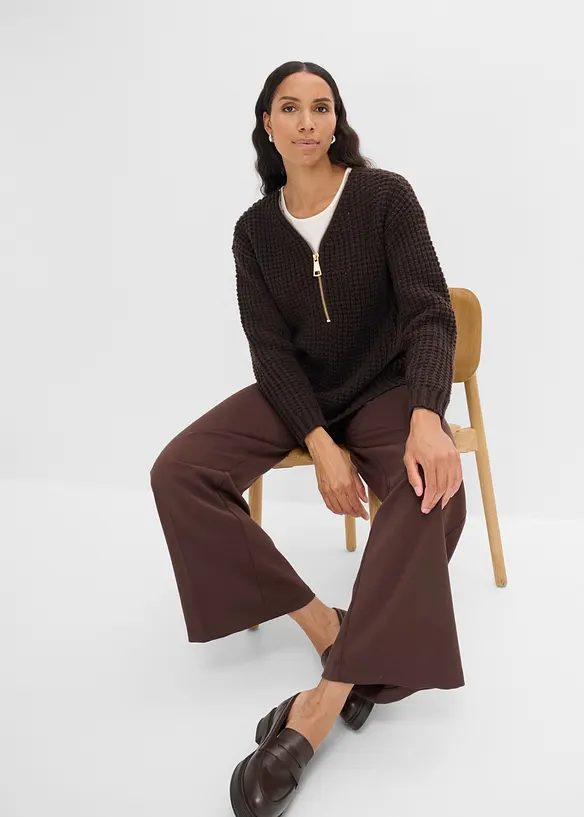 Maglione in filato grosso con cerniera, bonprix