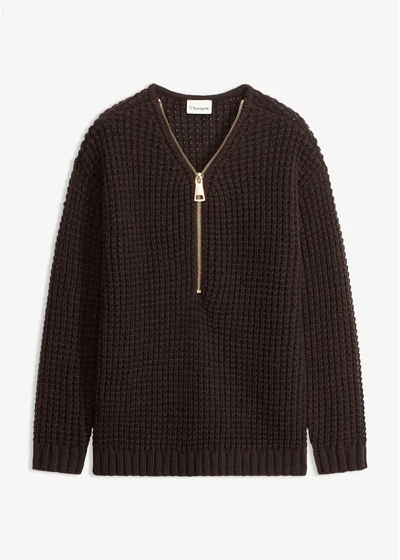 Maglione in filato grosso con cerniera, bonprix