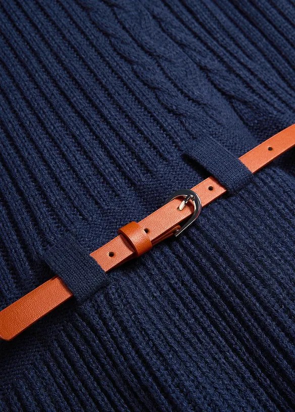 Abito in maglia con cintura (set 2 pezzi), bonprix