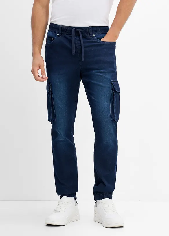 Jeans jogger cargo con elastico in vita slim fit, straight, bonprix