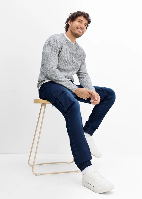 Jeans jogger cargo con elastico in vita slim fit, straight, bonprix