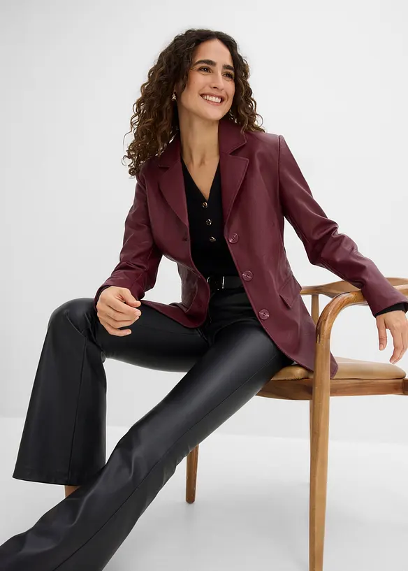 Blazer lungo in similpelle, bonprix