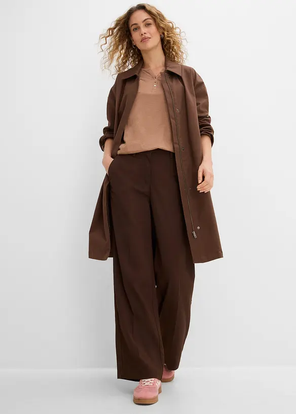 Maglia serafino in cotone con bottoni, bonprix