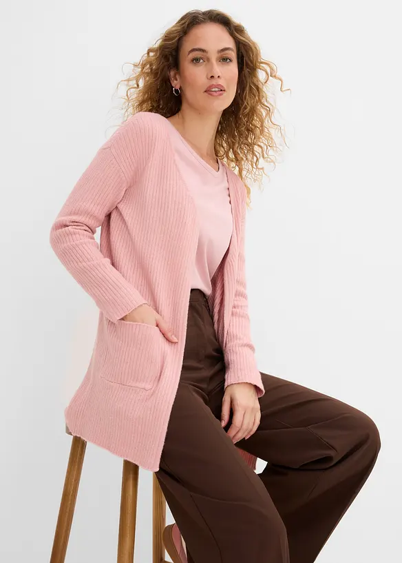 Cardigan lungo a coste, bonprix
