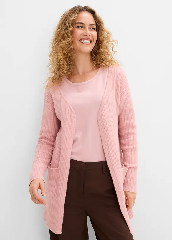 Cardigan lungo a coste, bonprix