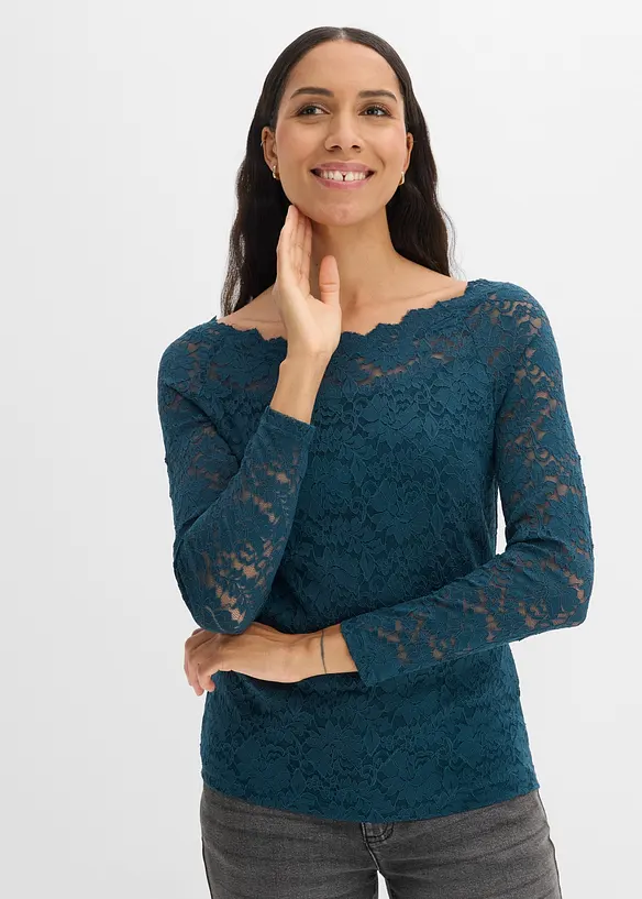 Maglia in pizzo a maniche lunghe, bonprix