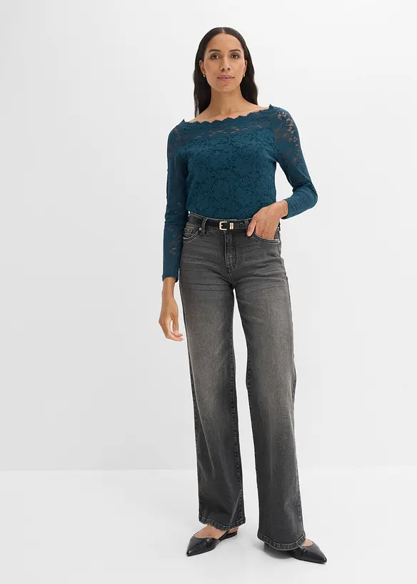 Maglia in pizzo a maniche lunghe, bonprix