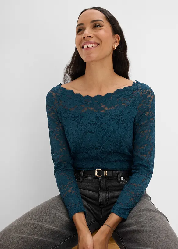 Maglia in pizzo a maniche lunghe, bonprix