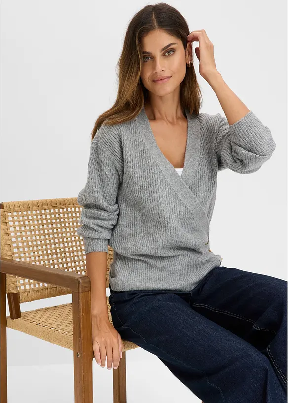 Maglione oversize con effetto incrociato, bonprix