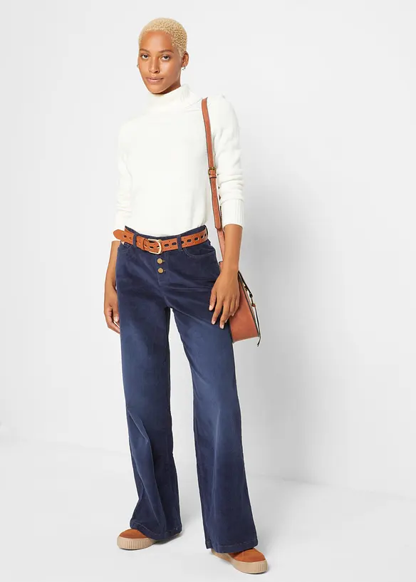 Pantaloni in velluto a coste di misto cotone elasticizzato, bonprix