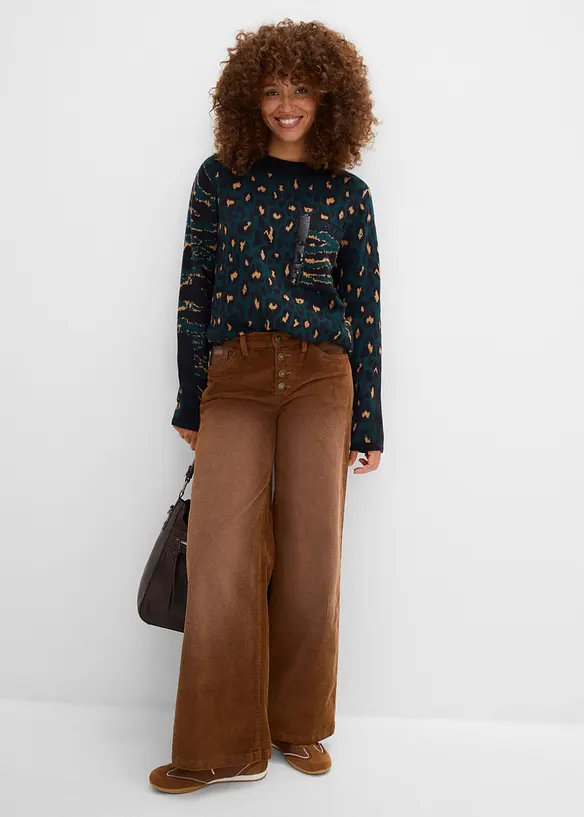 Pantaloni in velluto a coste di misto cotone elasticizzato, bonprix