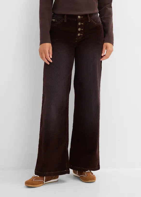 Pantaloni in velluto a coste di misto cotone elasticizzato, bonprix