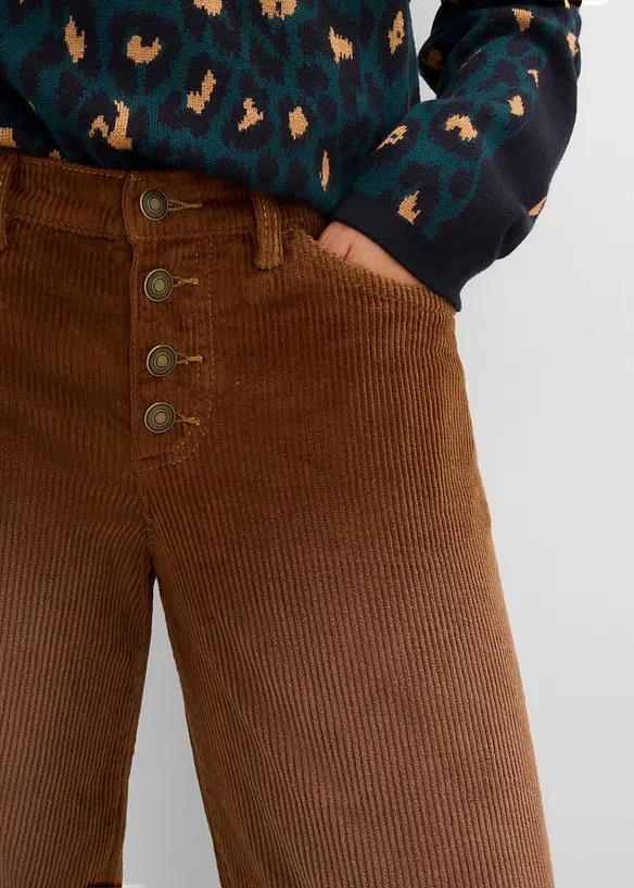 Pantaloni in velluto a coste di misto cotone elasticizzato, bonprix