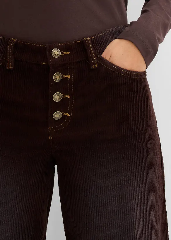 Pantaloni in velluto a coste di misto cotone elasticizzato, bonprix