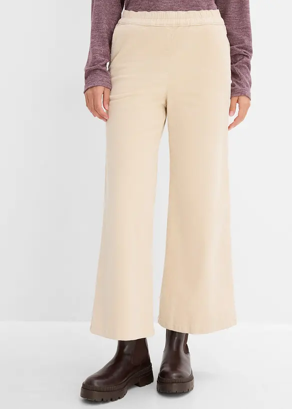 Pantaloni in velluto di misto cotone, vita alta, bonprix
