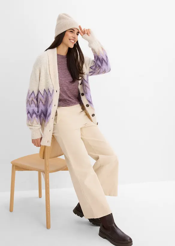 Pantaloni in velluto di misto cotone, vita alta, bonprix