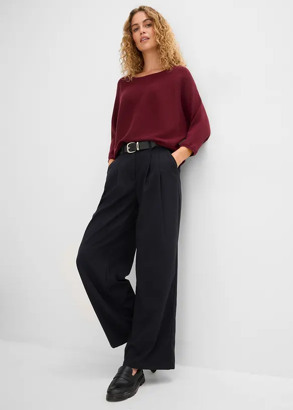 Maglione oversize a costine in misto viscosa, bonprix